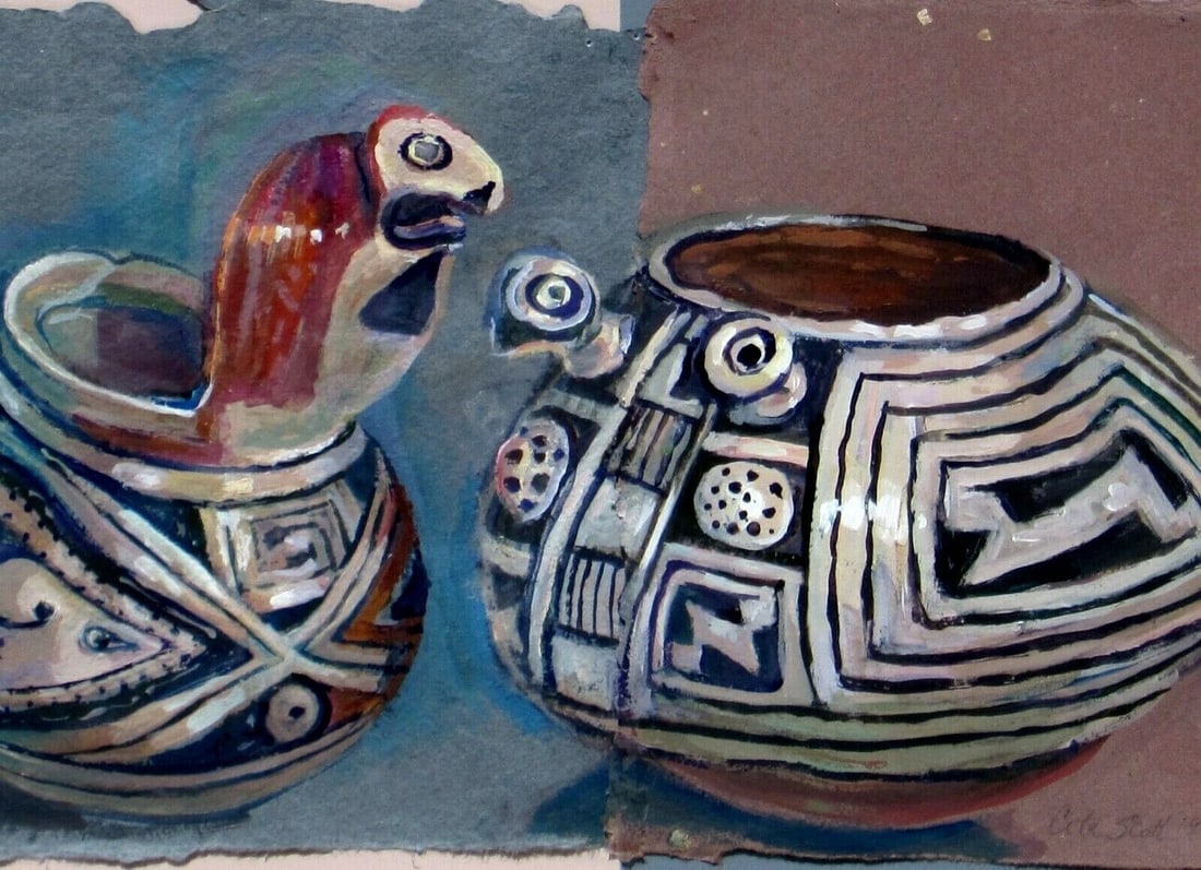 CITA SCOTT Casa Grande Pots Pottery 1996 Acrylic on Paper - 5
