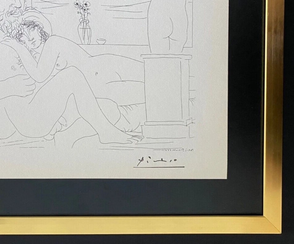 PABLO PICASSO 1955 ARTISTIC FIGURE SIGNED PRINT FRAMED ART - 3
