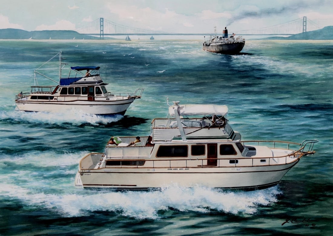 GIORGINA CANDELARIA WELLS Boats Cruising by the San Francisco Golden Gate Bridge - 3