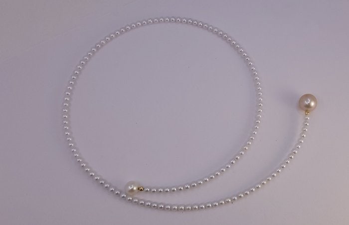 Necklace - 18 kt. Yellow gold, 11.5mm Golden South Sea Pearl - 4x8.5mm Freshwater Pearls - 7