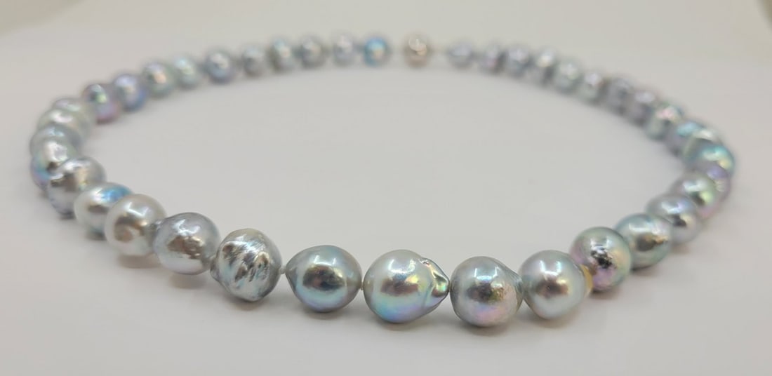 Necklace 10x11mm Silvery Akoya Pearls - 5