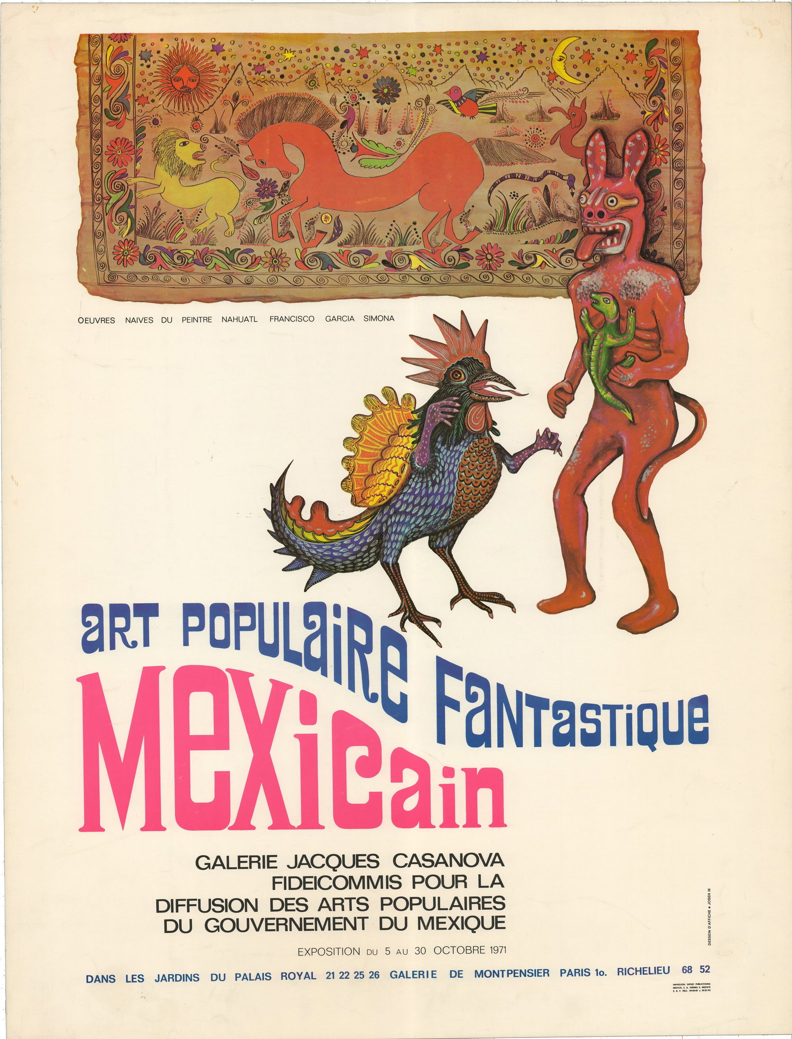 ART POPULAiRE FaNTaSTIQUE: ART POPULAiRE FaNTaSTIQUE by Francisco Garcia Simona, 1971 Unsigned Offset Lithograph. Paper size is 23 x 17.5 inches, with an image size of 23 x 17.5 inches. The Offset Lithograph is from an unknown 