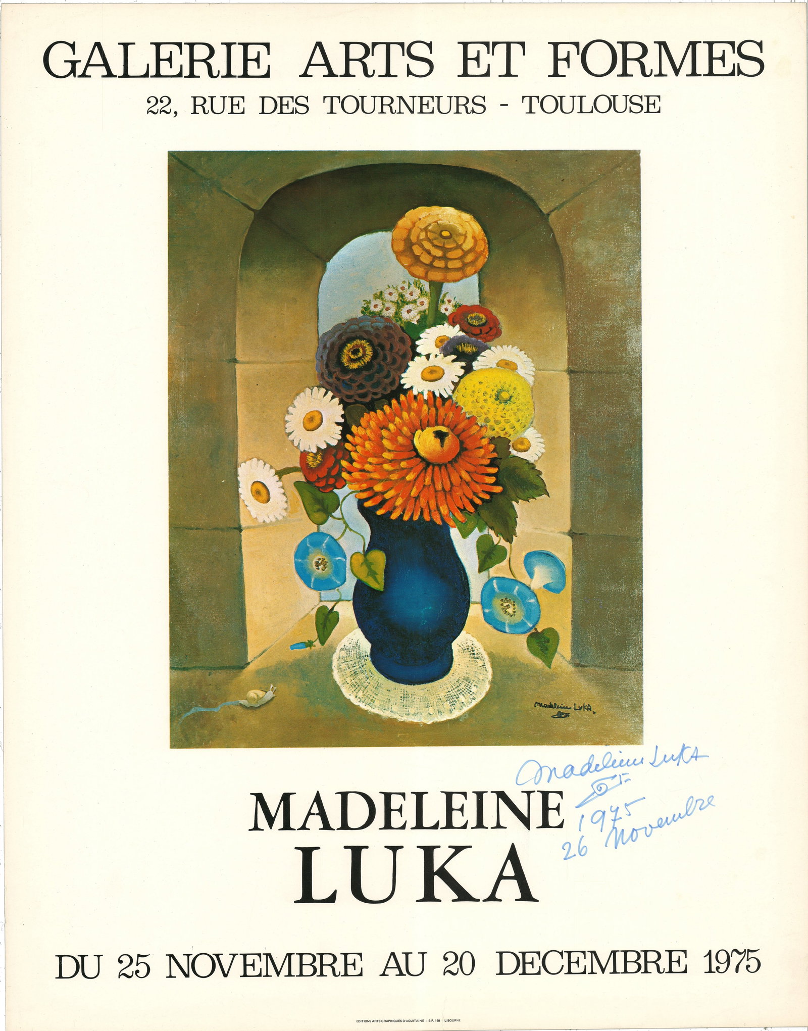 Arts et Formes: Arts et Formes by Madelein Luka, 1975 Signed Offset Lithograph. Paper size is 22 x 17.4 inches, with an image size of 12.75 x 10 inches. The Offset Lithograph is from an unknown edition size. and is n