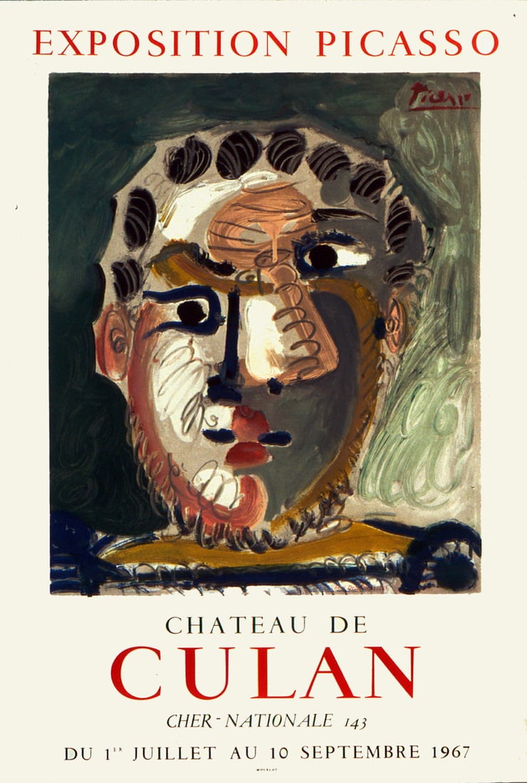 Chateau de Culan: Chateau de Culan by Pablo Picasso, 1967 Unsigned Lithograph. Paper size is 31 x 20.75 inches, with an image size of 20.5 x 17 inches. The Lithograph is from an edition size of 700 and is not framed. T