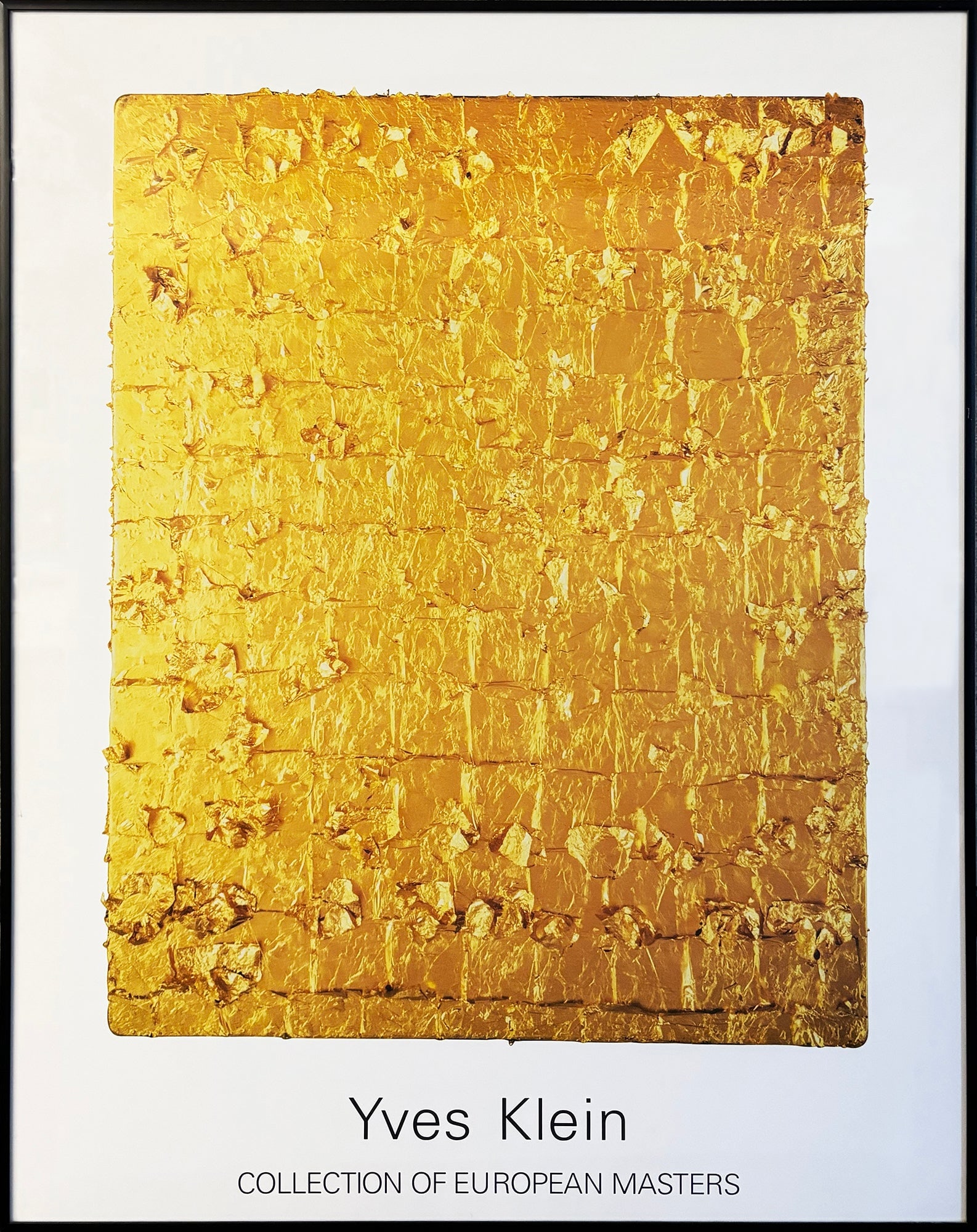 Gold Leaf on Panel: Gold Leaf on Panel by Yves Klein, 1994 Unsigned Offset Lithograph. Paper size is 35.5 x 27.5 inches, with an image size of 27 x 21.5 inches. The Offset Lithograph is from an edition size of 500 and