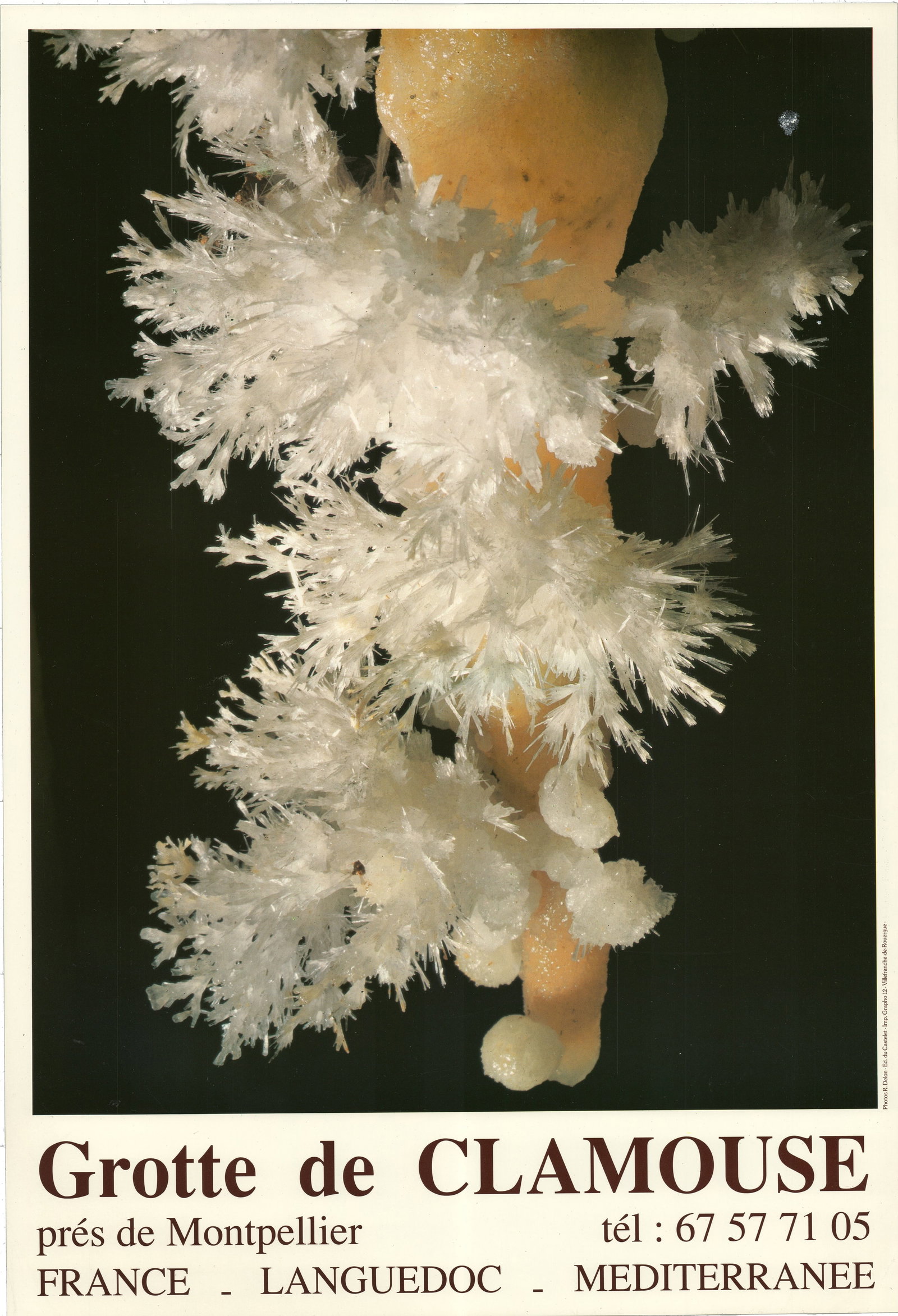 Grotte de Clamouse: Grotte de Clamouse by Unknown Artist, 1975 Unsigned Offset Lithograph. Paper size is 19.25 x 13.25 inches, with an image size of 15.75 x 12.5 inches. The Offset Lithograph is from an unknown edition