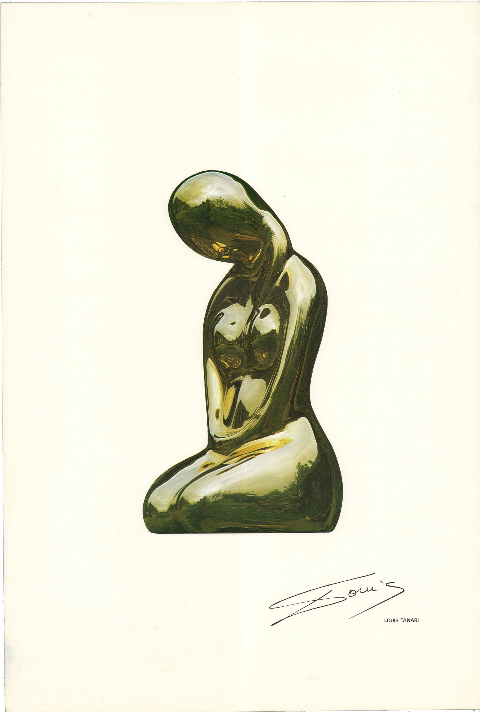 Kneeling Figure: Kneeling Figure by Antoniucci Volti, 1980 Unsigned Offset Lithograph. Paper size is 23.25 x 15.75 inches, with an image size of 23.25 x 15.75 inches. The Offset Lithograph is from an unknown edition