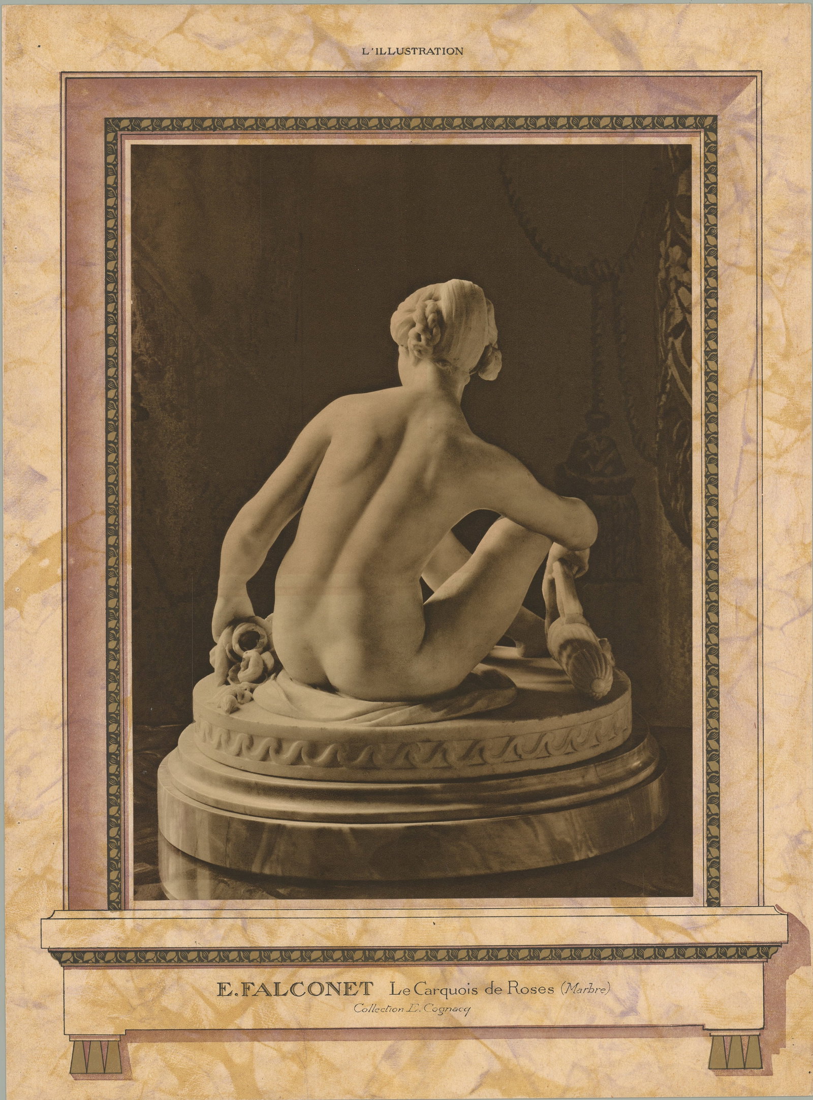 Le Carquois de Roses(Marbre): Le Carquois de Roses(Marbre) by E. Falconet, 1975 Unsigned Offset Lithograph. Paper size is 16 x 11.75 inches, with an image size of 16 x 11.75 inches. The Offset Lithograph is from an unknown
