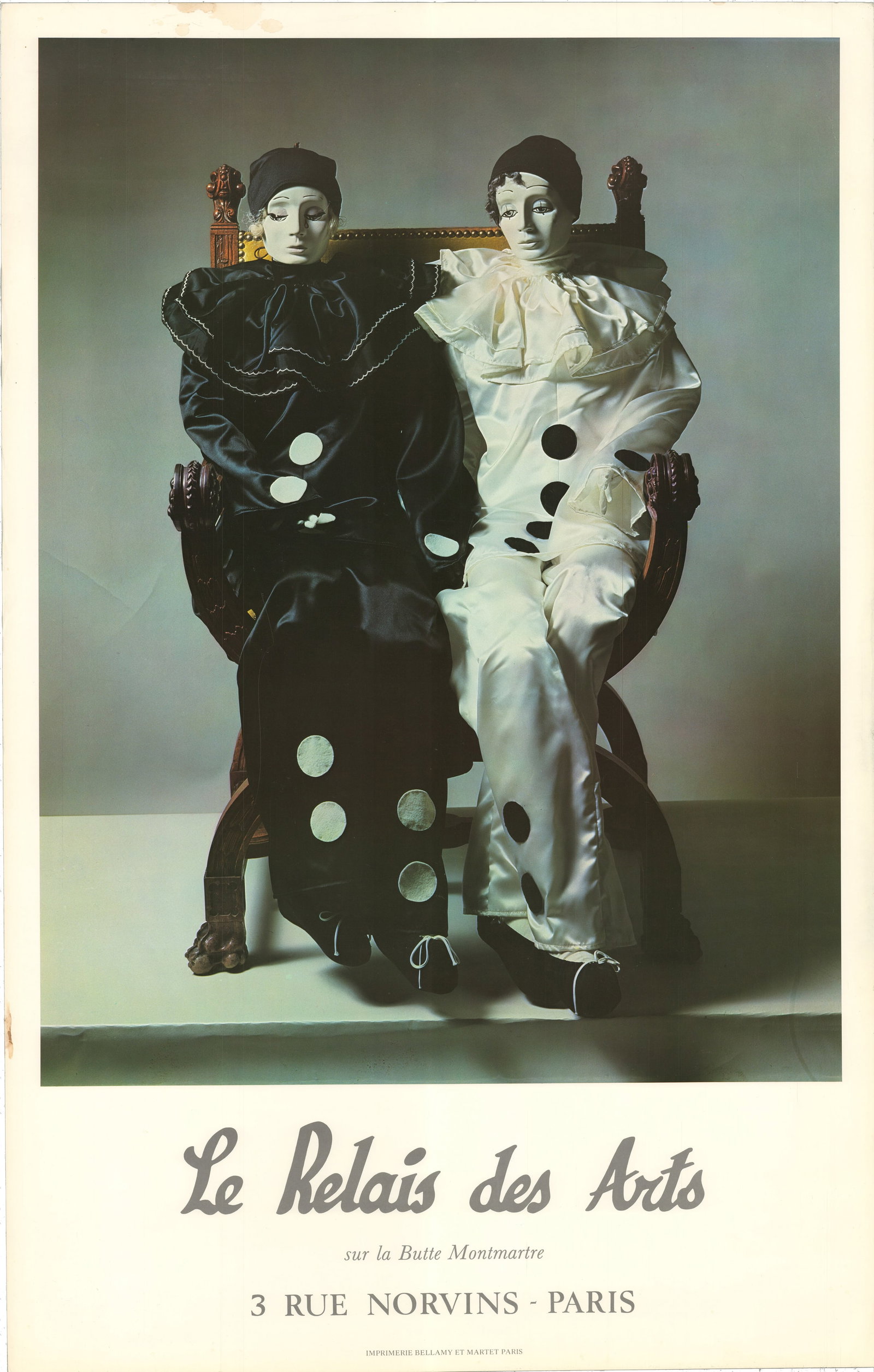 Le Relais des Arts, Arlequins: Le Relais des Arts, Arlequins by Unknown Artist, 1975 Unsigned Offset Lithograph. Paper size is 31 x 19.75 inches, with an image size of 23.75 x 18 inches. The Offset Lithograph is from an unknown