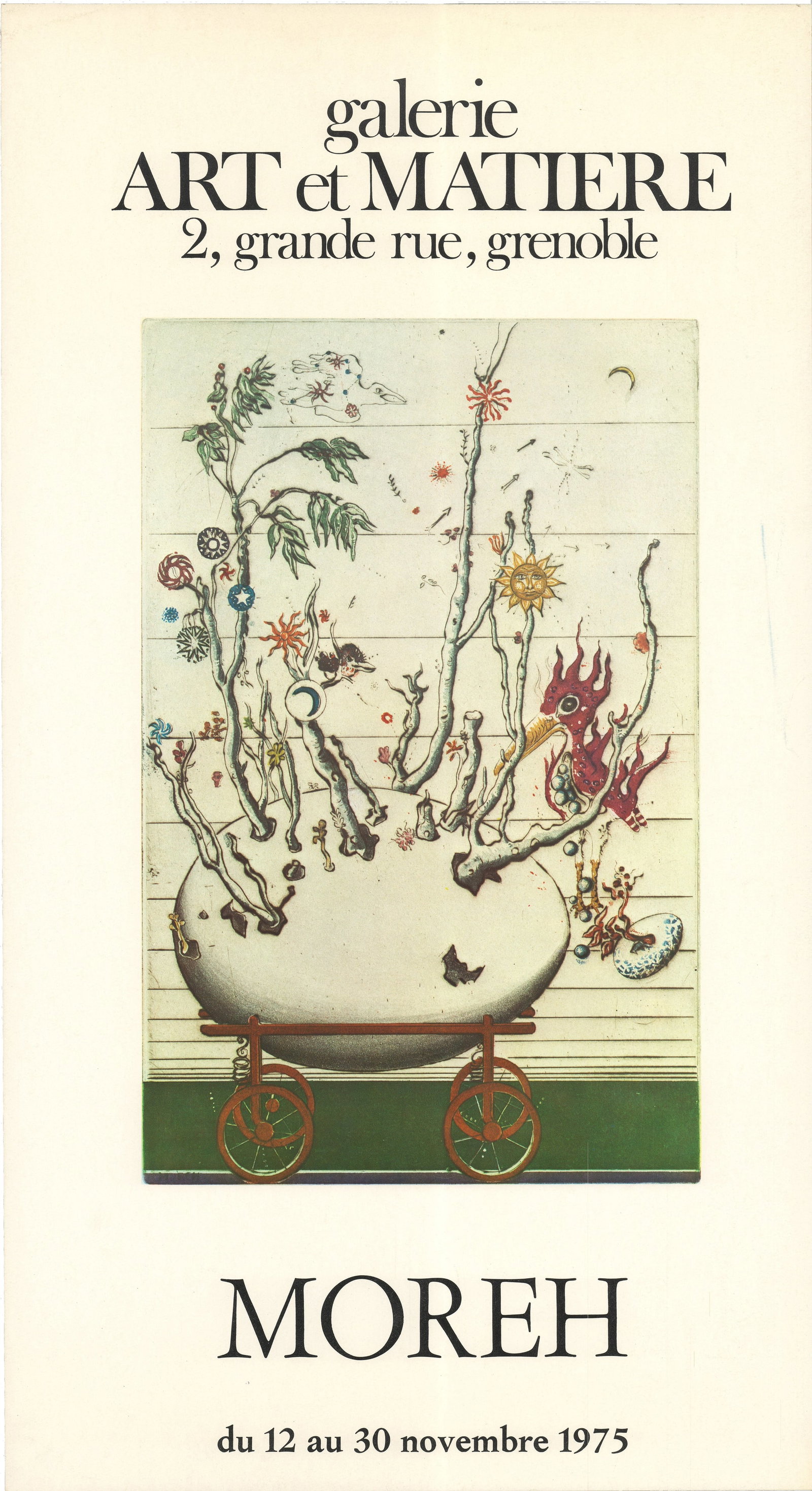 Moreh: Moreh by Moreh, 1975 Unsigned Offset Lithograph. Paper size is 21.75 x 12 inches, with an image size of 12.5 x 8 inches. The Offset Lithograph is from an unknown edition size. and is not framed. The