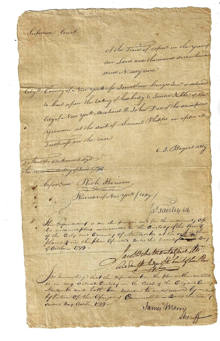 1799 New York Supreme Court Bail Manuscript (1 of 2)