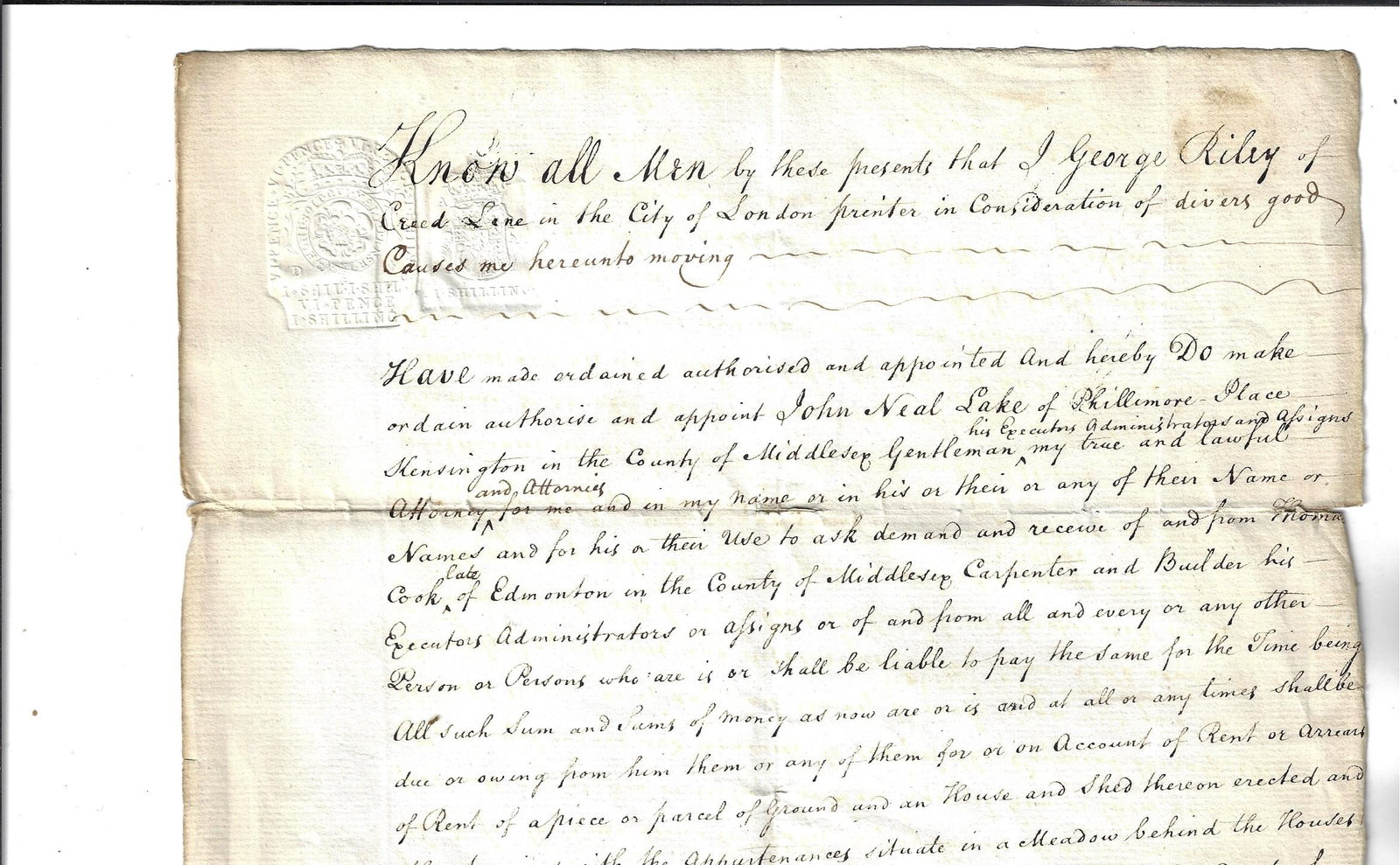 1796 English Manuscript Power of Attorney - 2