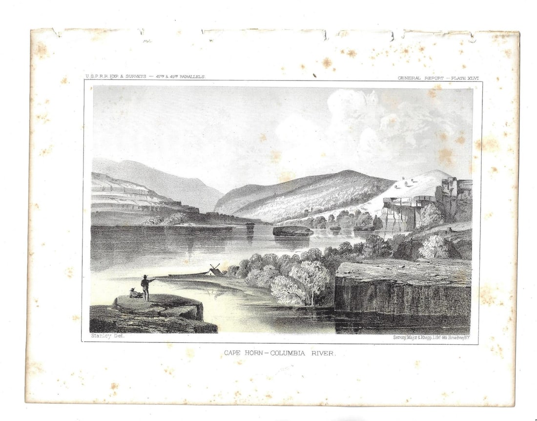1860 FOUR Colored Lithographs Columbia River Rockies (1 of 4)