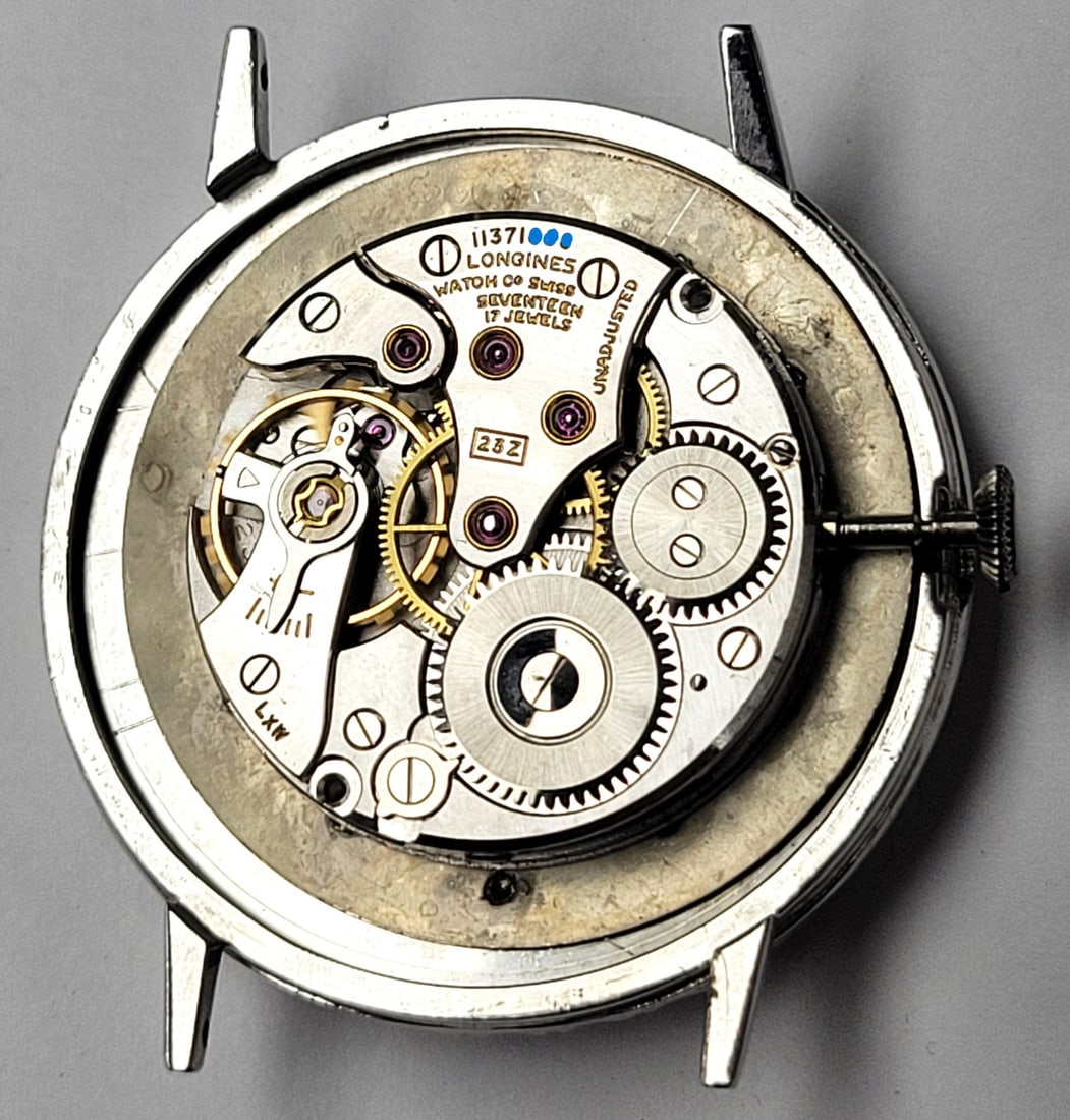 Vintage 14k White LONGINES Winding Watch Ref 179 c.1950s Cal 23Z with Diamonds - 11