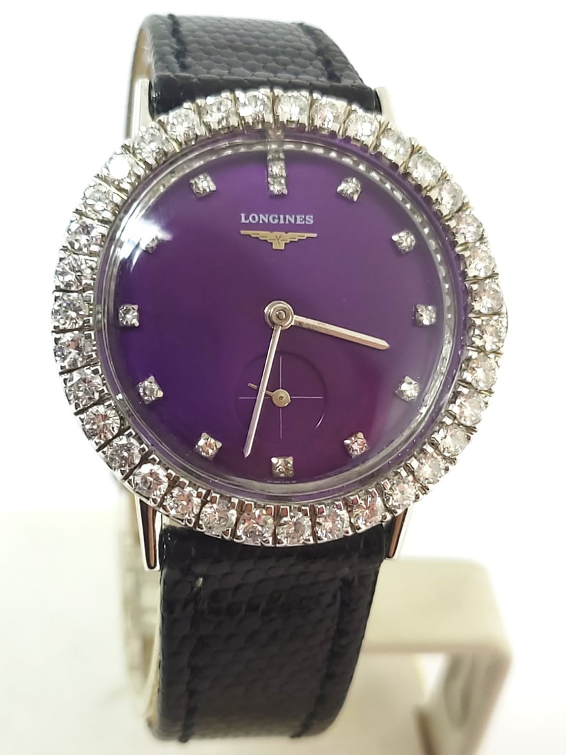 Vintage 14k White LONGINES Winding Watch Ref 179 c.1950s Cal 23Z with Diamonds: Vintage 14k White LONGINES Winding Watch Ref 179 c.1950s Cal 23Z with Diamonds This Unisex Longines watch is Swiss made. Great present for yourself or someone you love as well as for vintage collector
