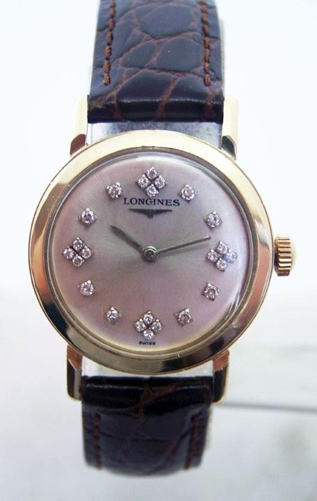 Solid 14k LONGINES Unisex Winding Watch w/Daimonds c.1950s* EXLNT* SERVICED - 5