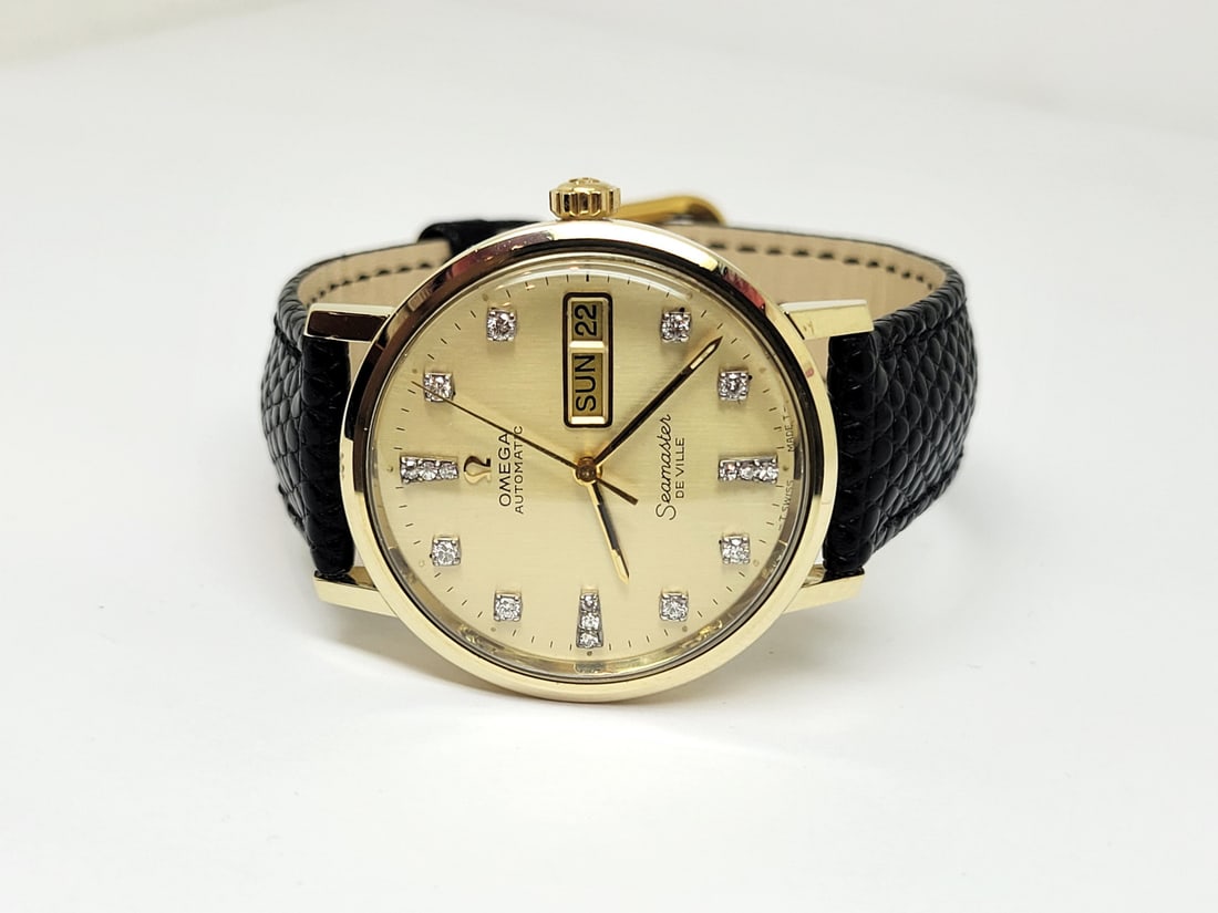 Vintage 14K OMEGA SEAMASTER DEVILLE Automatic Day Date Watch Cal1020 C6865 EXLNT - 2