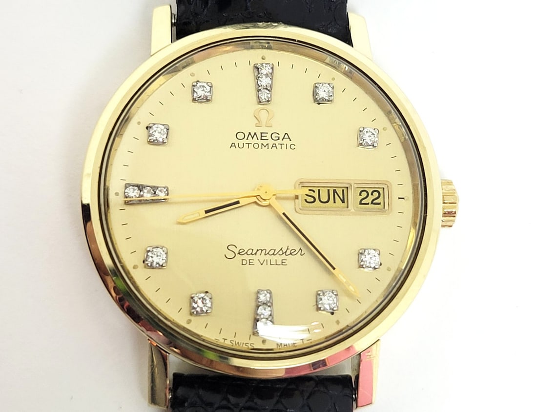 Vintage 14K OMEGA SEAMASTER DEVILLE Automatic Day Date Watch Cal1020 C6865 EXLNT - 8