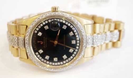 NOS 18k Gold JUVENIA PRESIDENT Men's Automatic Day/Date watch with Diamonds - 2
