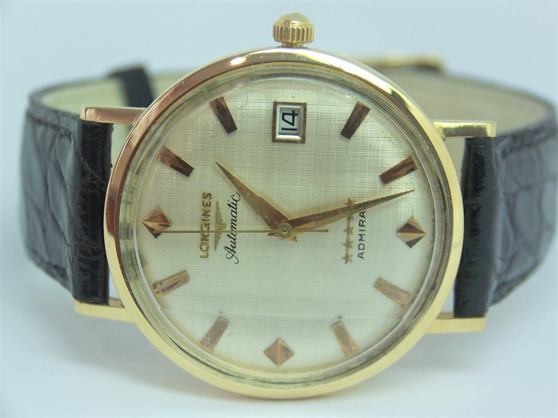 Vintage 18k LONGINES 5 Star Admiral Automatic DATE Watch 1970s Cal.505* EXLNT - 5