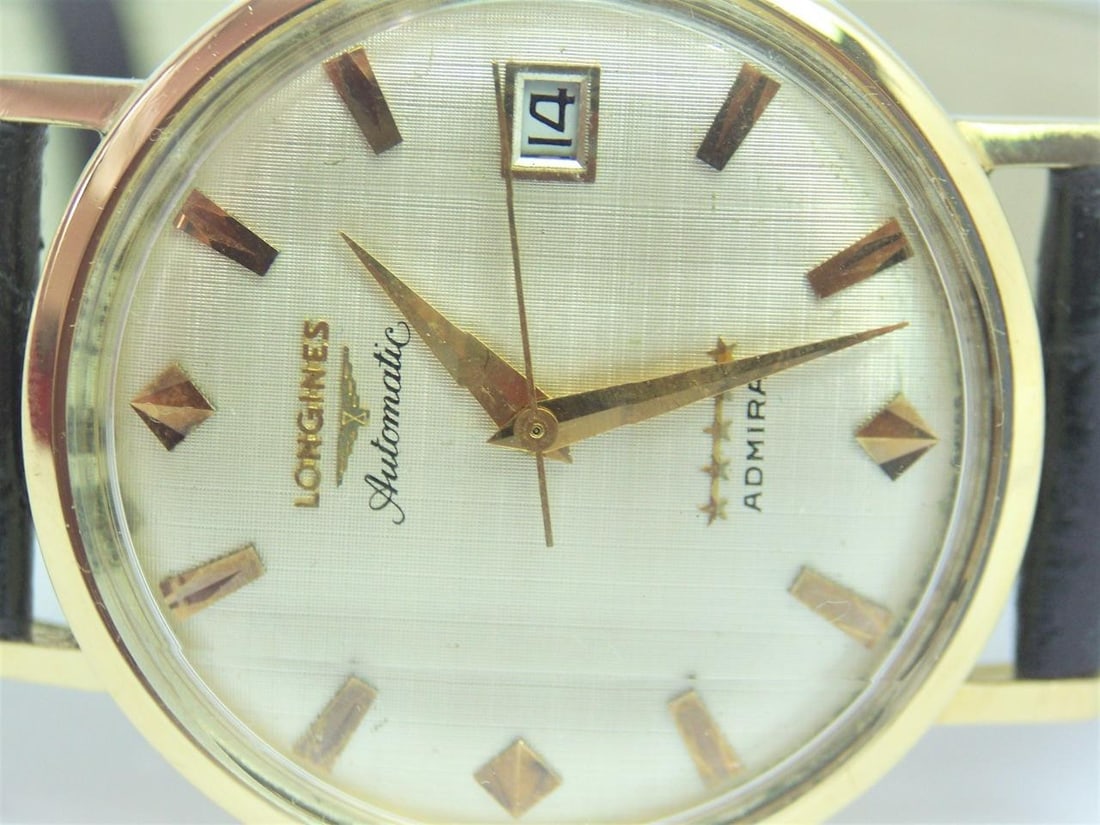 Vintage 18k LONGINES 5 Star Admiral Automatic DATE Watch 1970s Cal.505* EXLNT - 7