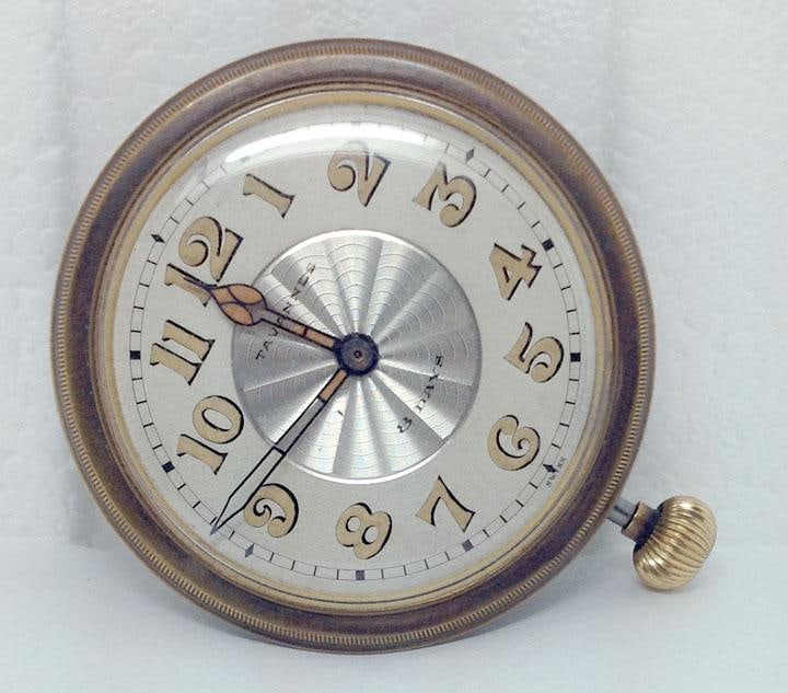 Large Swiss 6 Jewels TAVANNES Watch Co 8 Day Car or Table Clock Watch* SERVICED - 2