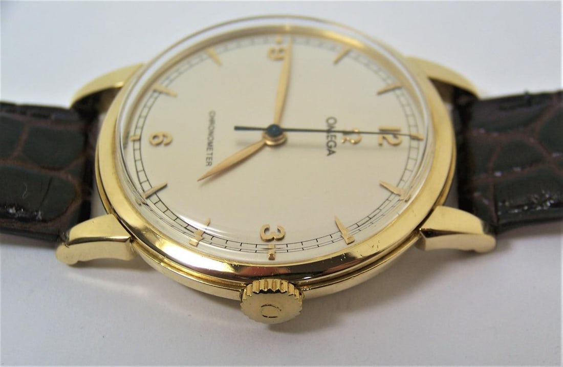 Vintage Solid 18k Gold OMEGA 17J Winding Watch 1950s Cal.30T2 SC RG CHRONOMETER - 9