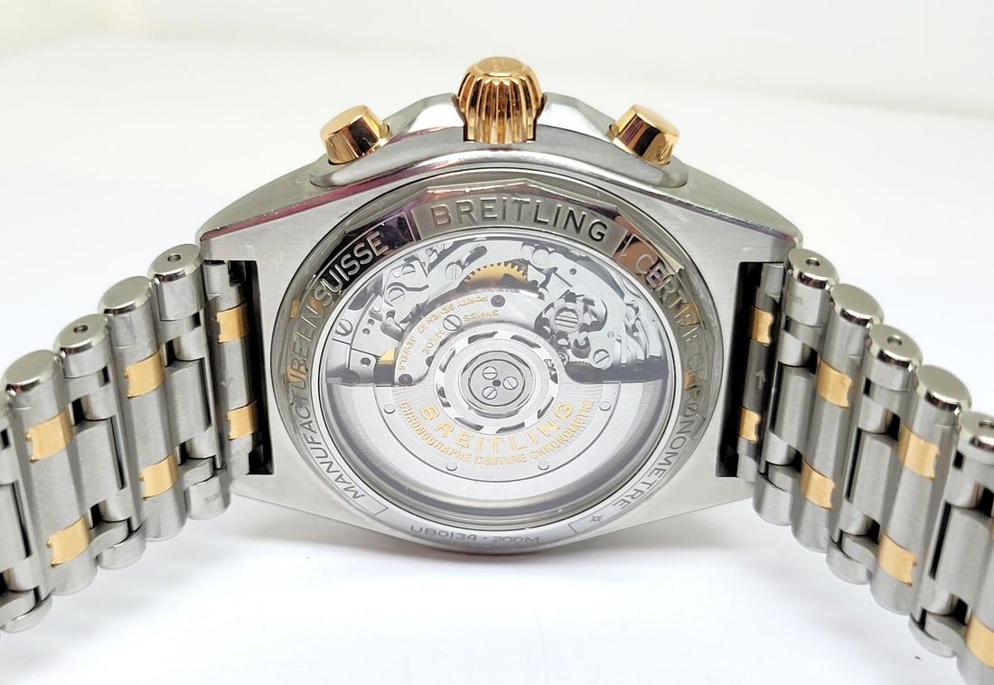 Mens Two-Tone Rose Gold Breitling Chronomat B01 42 mm UB0134 Grey Dial* EXLNT - 9