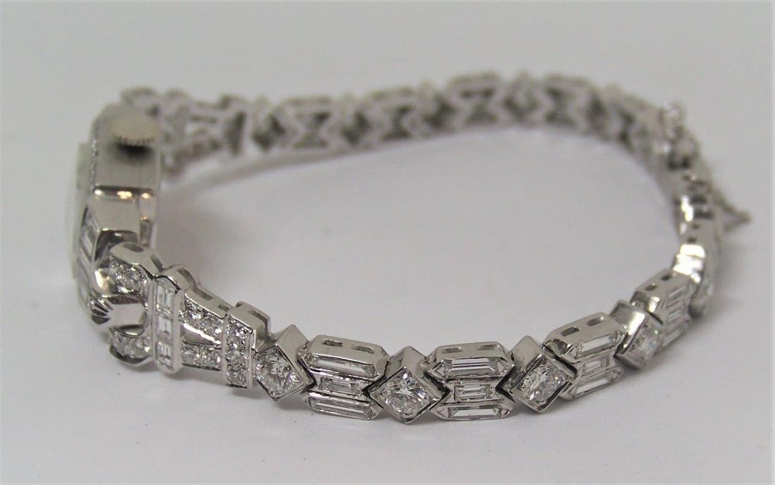 Vintage HAMILTON 1950's Platinum Ladies Watch with 6 cts Diamonds VS1 E/F Color - 5