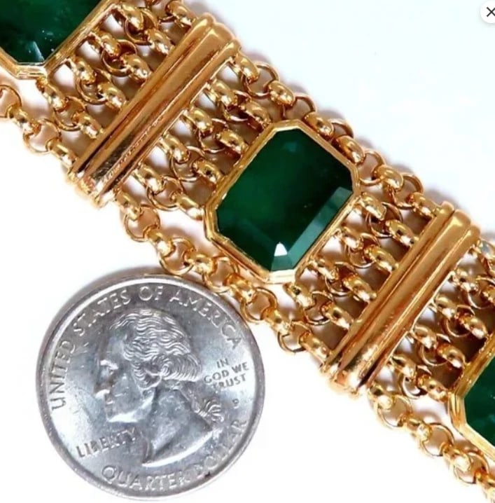 GIA Certified Vintage Emerald Bracelet 60ct 18kt Gold 12238** - 4