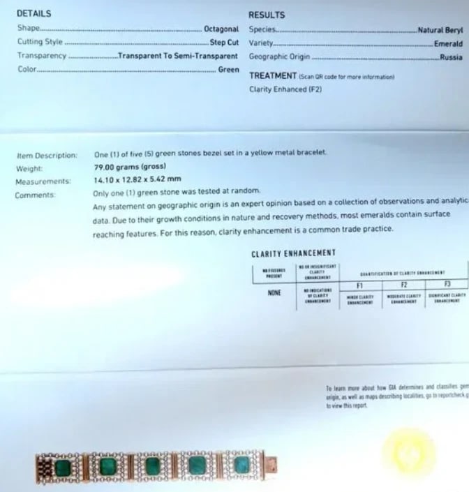 GIA Certified Vintage Emerald Bracelet 60ct 18kt Gold 12238** - 5