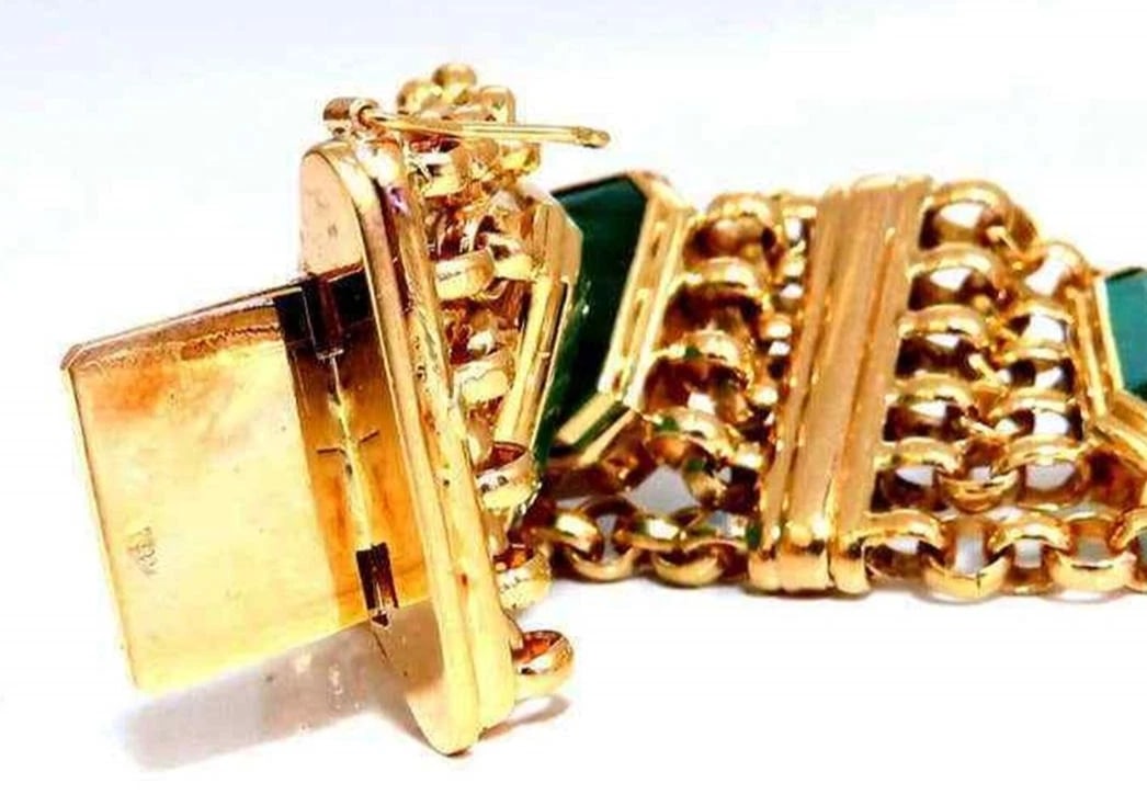 GIA Certified Vintage Emerald Bracelet 60ct 18kt Gold 12238** - 6