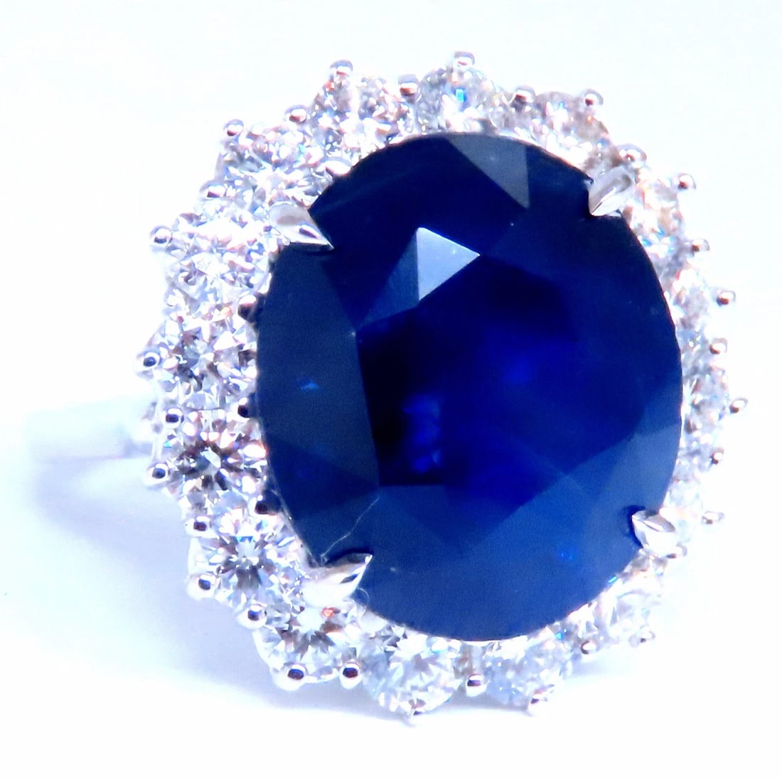 GIA Certified 15.49ct Natural Sapphire Diamonds Cluster Ring 18kt 51141** - 2