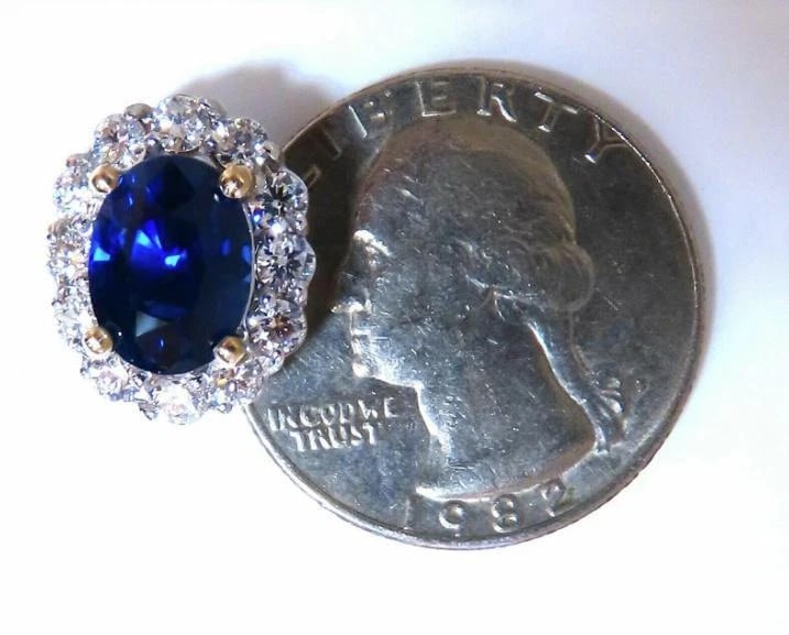 GIA Certified 7.81ct Natural Royal Blue Sapphire Diamond Earrings 14kt 12642** - 3