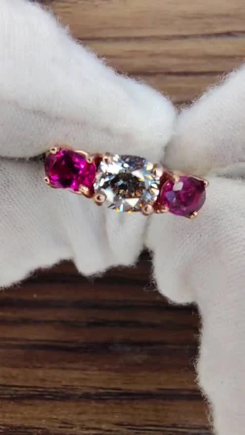 .90ct Natural Fancy Oval Diamond Ruby Ring 14 Karat Rose Gold 44787 *v - 2