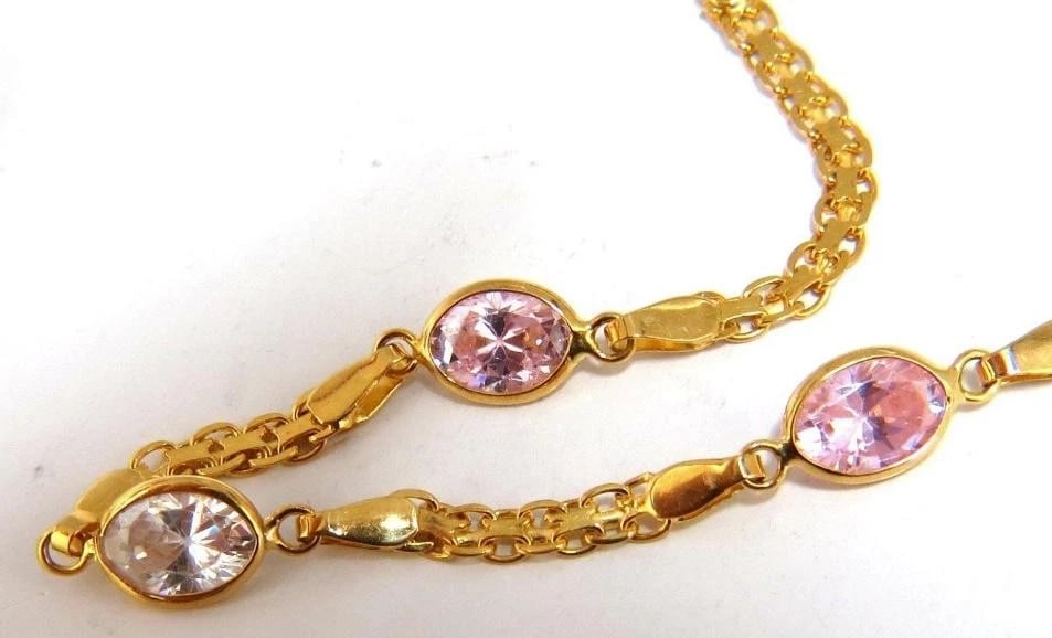 4.50 Carat Pink and White Stone Bracelet 14 Karat 12613** - 2