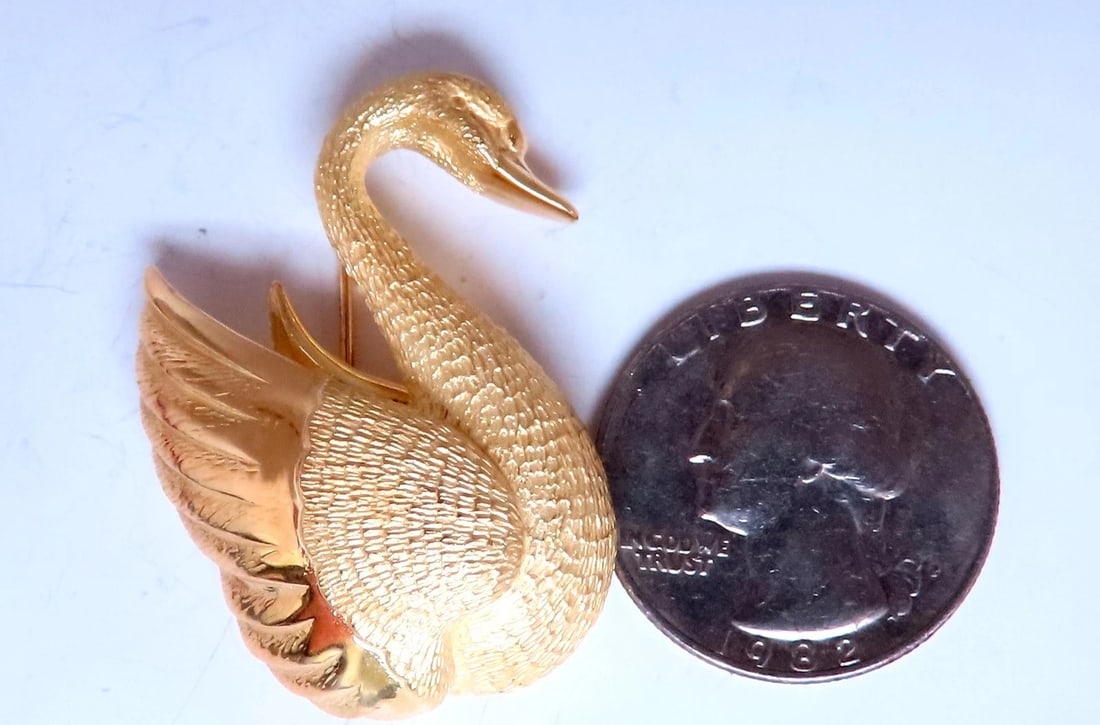 Flaming Gold Swan 18kt 3D Still life pin 12561 - 6