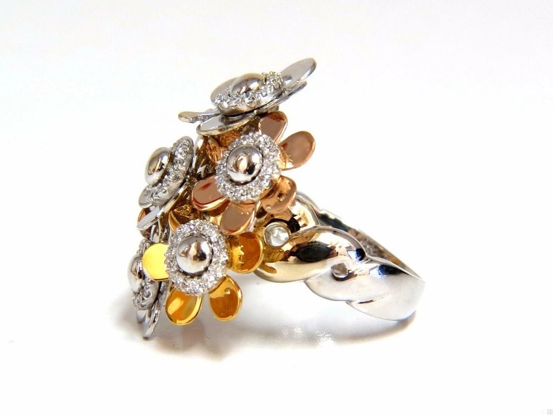 .86ct Natural Diamonds Floating Flower Petals Ring 18kt Cocktail Bundle 11186 *v - 11