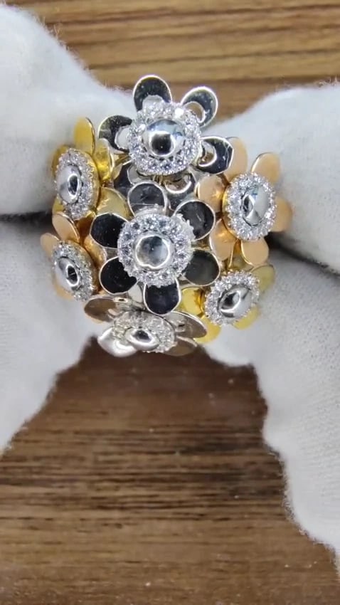 .86ct Natural Diamonds Floating Flower Petals Ring 18kt Cocktail Bundle 11186 *v - 2