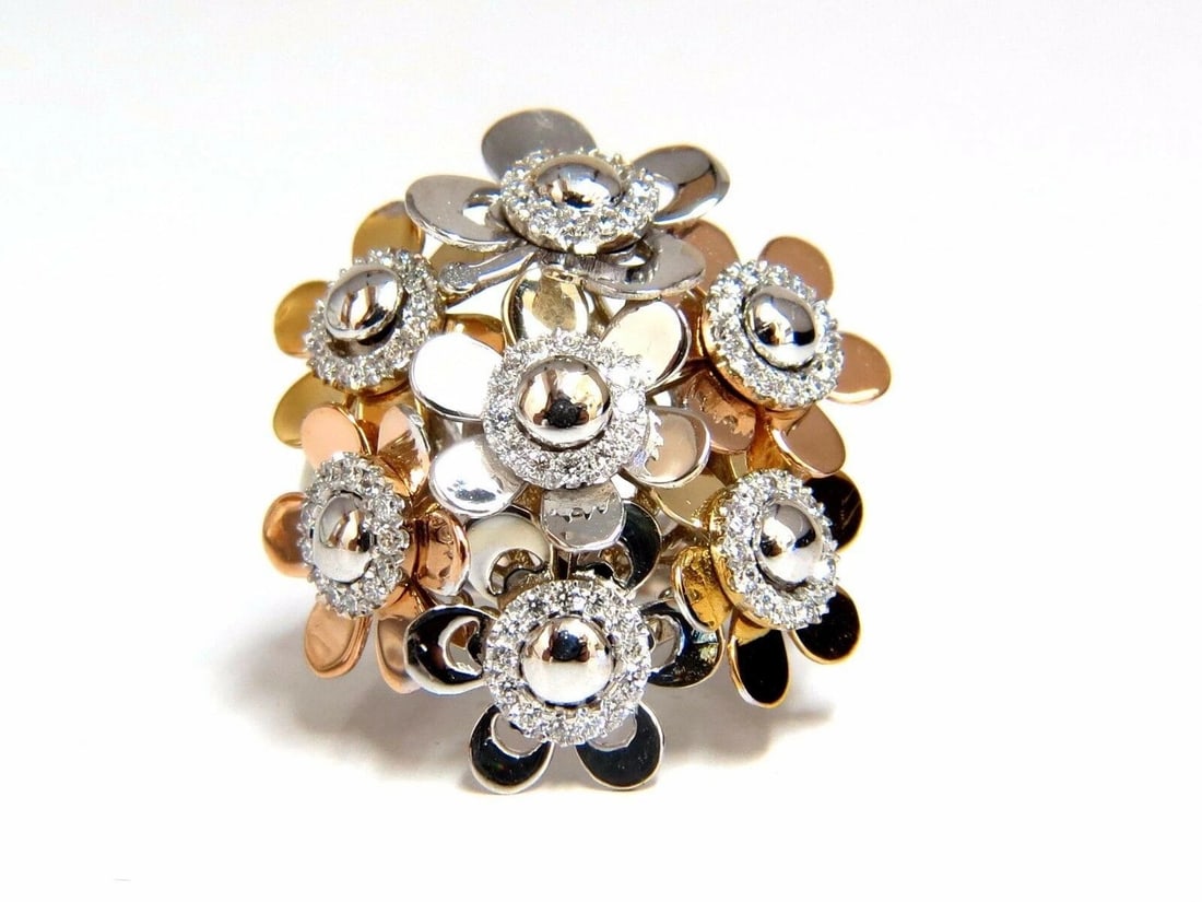 .86ct Natural Diamonds Floating Flower Petals Ring 18kt Cocktail Bundle 11186 *v - 3