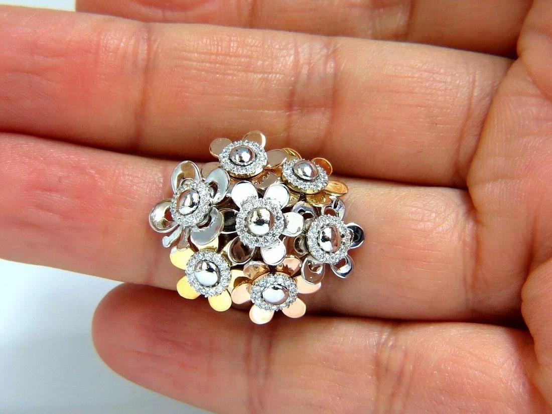.86ct Natural Diamonds Floating Flower Petals Ring 18kt Cocktail Bundle 11186 *v - 7