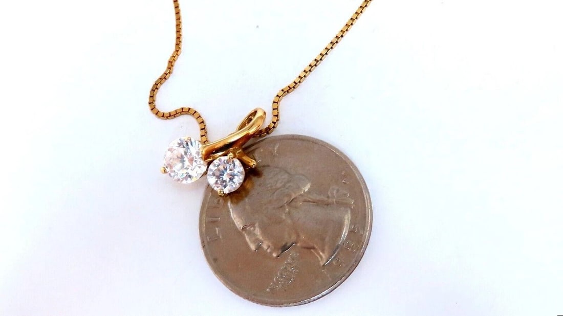2.15ct round cz twin necklace 14kt 11894** - 3