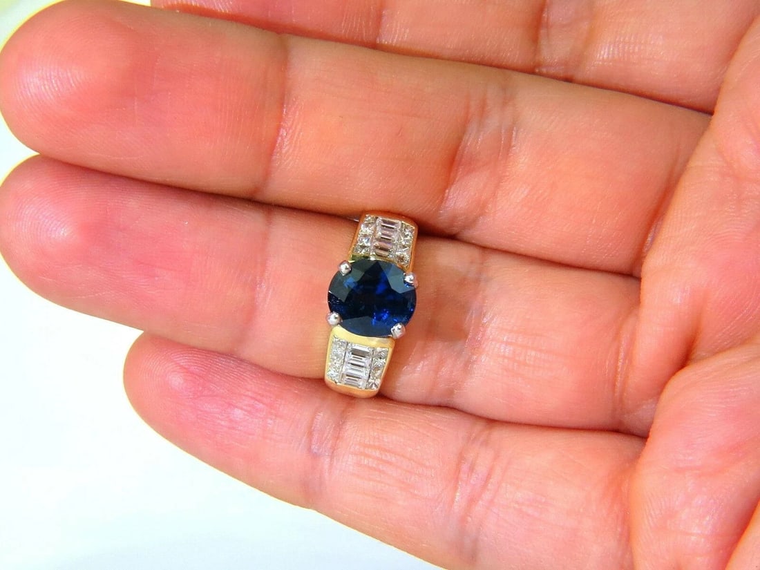 GIA Certified 4.93CT Natural Top Gem Sapphire Diamond Ring Classic Set 11094 *v - 3