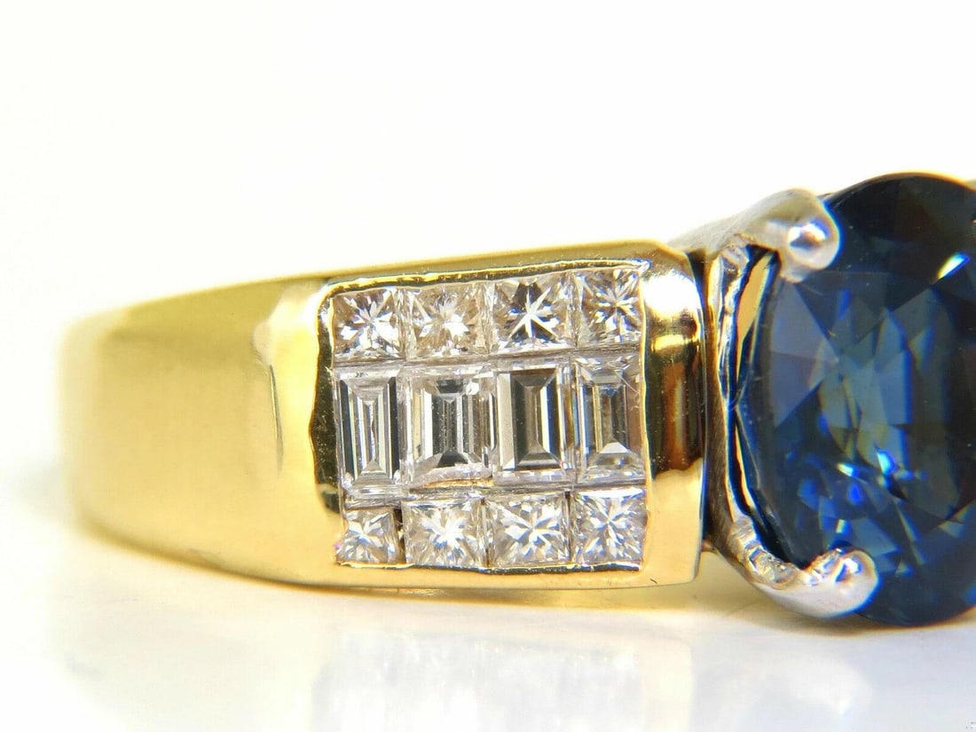 GIA Certified 4.93CT Natural Top Gem Sapphire Diamond Ring Classic Set 11094 *v - 8