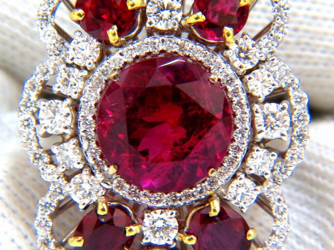 GIA Certified 8.03CT NATURAL TOURMALINE RUBELLITE RUBY DIAMOND RING 18KT 10344*v - 4