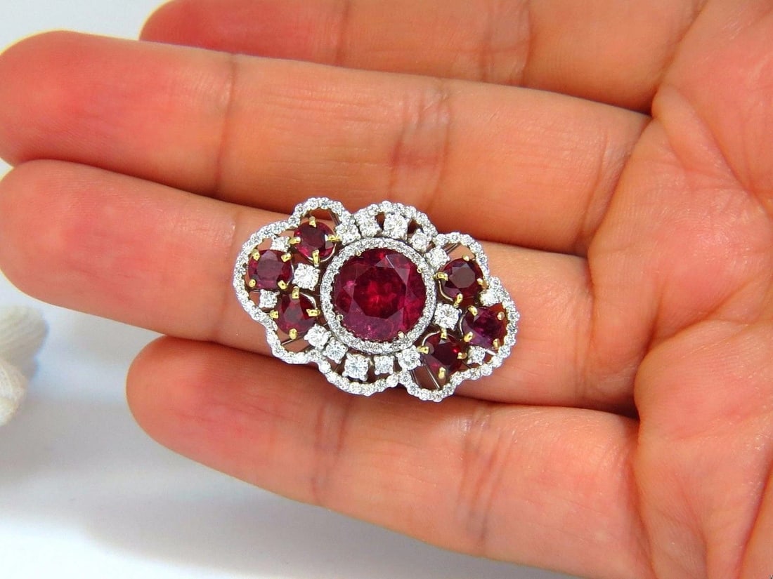 GIA Certified 8.03CT NATURAL TOURMALINE RUBELLITE RUBY DIAMOND RING 18KT 10344*v - 7