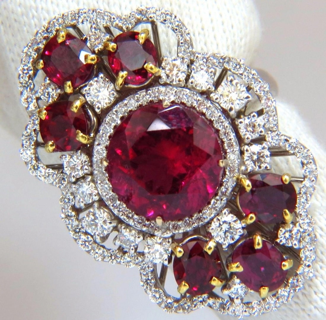 GIA Certified 8.03CT NATURAL TOURMALINE RUBELLITE RUBY DIAMOND RING 18KT 10344*v - 8