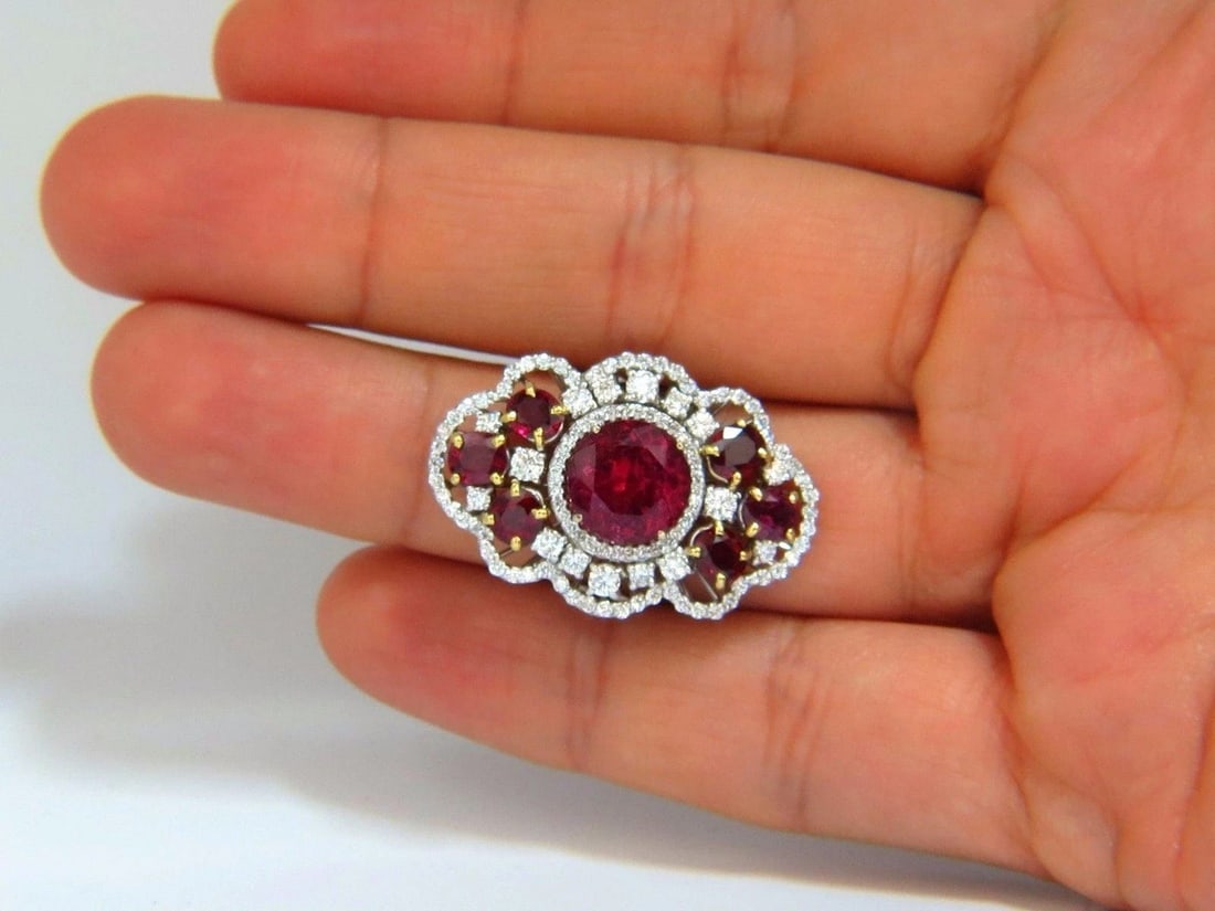 GIA Certified 8.03CT NATURAL TOURMALINE RUBELLITE RUBY DIAMOND RING 18KT 10344*v - 9