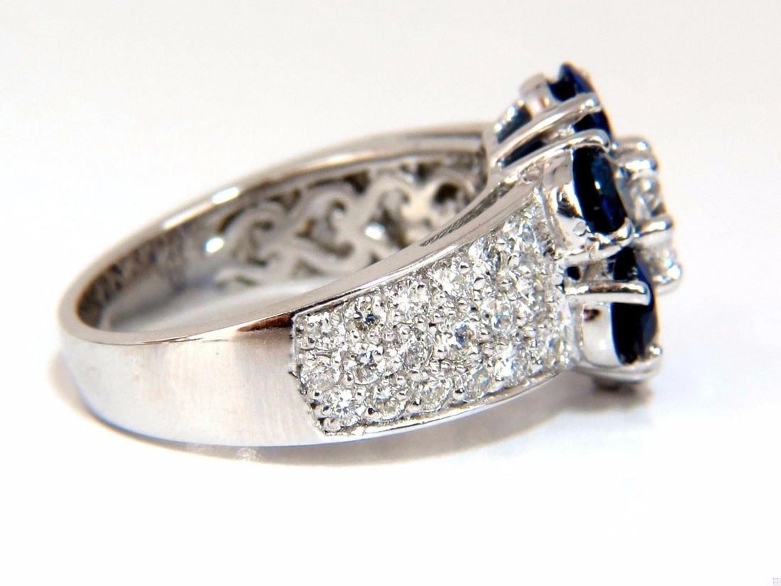 3.96ct natural sapphires diamond cluster ring 14kt royal blue floretta 10631 *v - 3