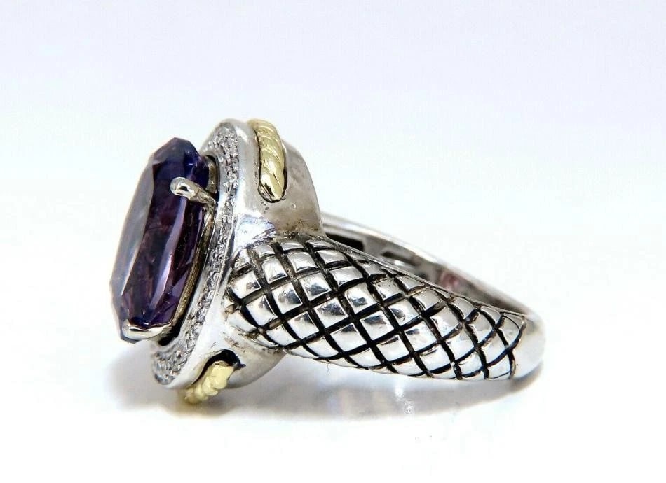 John Hardy Amethyst Diamond Ring Silver and 18 Karat 42144** - 5
